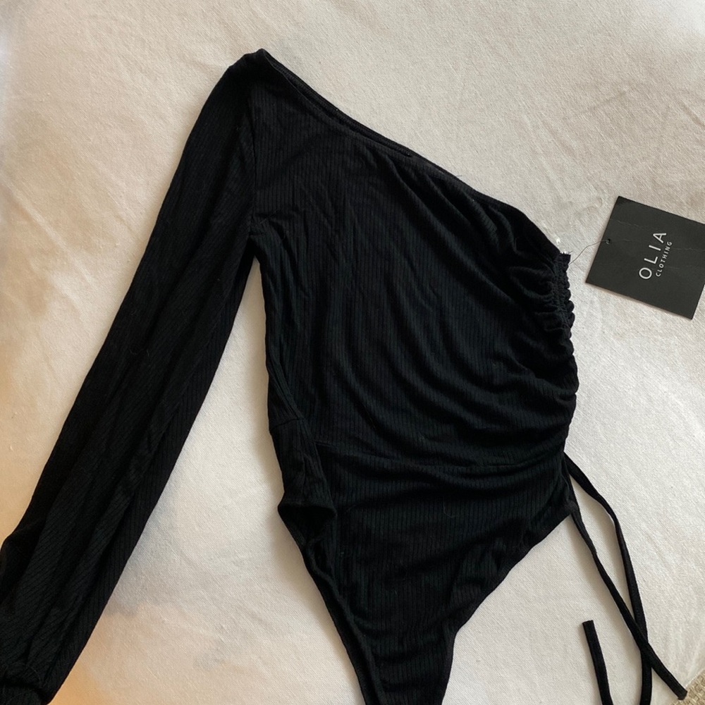Olia Clothing One Shoulder Black Bodysuit Black Size S